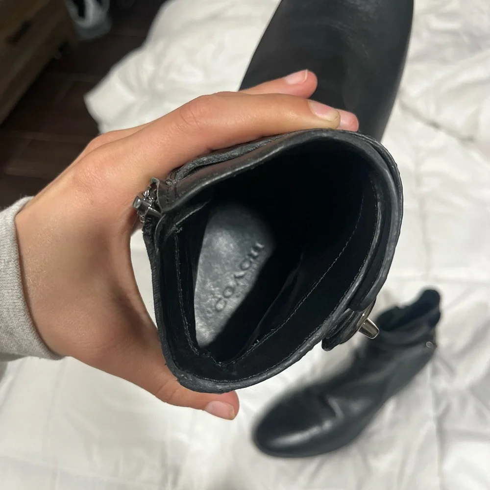 Coach Black Leather Ankle Boots - Picture 4 of 5